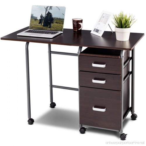Tangkula Folding Computer Desk Wheeled Home Office Furniture With