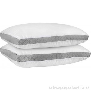 Gusseted Quilted Pillow (King (18 x 36 Inches) Grey) Pack of 2 - Hypo Allergenic and Easy Care - Premium Quality Pillows With Grey Gusset by Utopia Bedding - B0756XT4GV