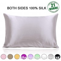 100% Pure Mulberry Slip Silk Pillowcase Standard Size 21 Momme 600 Thread Count for Hair and Skin With Hidden Zipper  Hypoallergenic Soft Breathable Both Sides Silk Pillow Case  20×26inch  Silver Grey - B078WPDG41