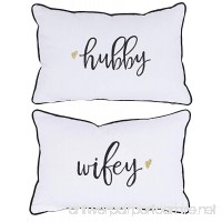 DecorHouzz Pillowcase Hubby Wifey Embroidered Pillow cover for Couple Wedding Anniversary Gift (12X18 Hubby Wifey) - B073J57HHV
