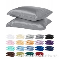 DreamHome Satin Pillow Case with Zipper  2 Pillow Cases (Standard  Charcoal) - B06XB6BJMD