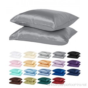 DreamHome Satin Pillow Case with Zipper 2 Pillow Cases (Standard Charcoal) - B06XB6BJMD