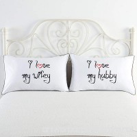I love my wifey and I love my hubby couples pillowcases Wedding Anniversary Gift His and Her Pillows Fun Gift for Lovers couples Husband and Wife ( 19x29 Pillowcases) - B01MRN0VPE