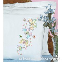 Jack Dempsey Needle Art 1800143 Lace Edge Pillowcase  Fluttering Butterflies with Lace Edge Finish  20-Inch by 30-Inch  White - B00BIQ6838