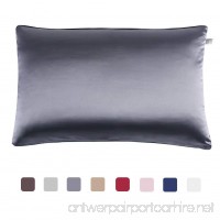 JINSANTA Natural Mulberry Silk Pillowcase for Hair and Skin Queen Size Hypoallergenic Anti-Mites Silk Pillow Protectors with Side Hidden Zipper(Queen 20x30  Dark Gray) - B07BK24HZH