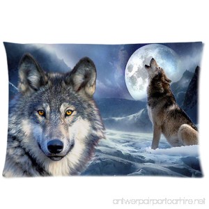 Wild Wolf On Iceberg Custom Zippered Pillow Cases Soft And Confortable 20x30 (Twin Sides) - B01M7Q0O31
