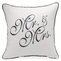 YugTex Pillowcases Mr & Mrs Embroidered Throw Pillow cover for Wedding Anniversary Couple He & She Gift Cushion cover (18"x18"  Mr & Mrs-Ivory) - B073TK9484