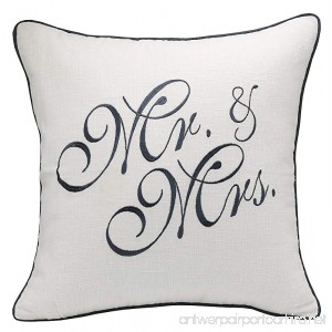 YugTex Pillowcases Mr & Mrs Embroidered Throw Pillow cover for Wedding Anniversary Couple He & She Gift Cushion cover (18x18 Mr & Mrs-Ivory) - B073TK9484