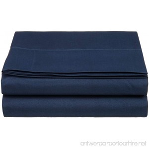 Cathay Luxury Silky Soft Polyester Single Flat Sheet Twin Size Navy Blue - B008CMY6GM