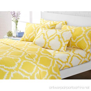 Chic Home 6 Piece Rosamie Medallion Ikat contrast color printed super soft brushed 500 thread count microfiber Queen Sheet Set Yellow - B074VFL2QM