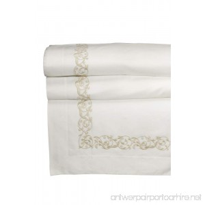 Dea Ramage Embroidery Sateen Flat Sheet King Ivory/Beige - B00ADI9TGK