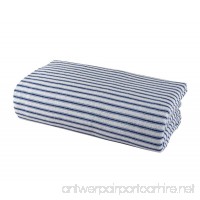 Flannel FLAT Sheet by DELANNA 100% Cotton Flannel 1 Flat Top sheet Only 90 x 102 (Queen Navy Stripe) - B01IRG4C7A