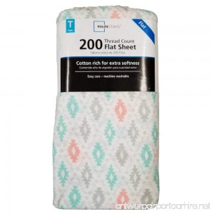 Mainstays 200 Thread Count Sheet Collection Twin Flat Aztec - B07FQTDWQC
