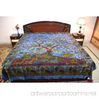 Sarjana Handicrafts King Size Cotton Flat Bed Sheet Tree Of Life Bedspread Bedding (Dark Blue) - B0723F6Y5R