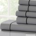The Pride Collection 100% Cotton 500 Thread Count Luxury Sheets with French Embroidery Stitch Queen Bed Mid Grey With Black Stitch - B0792FH48G