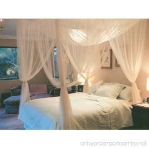4 Corner Post Bed Canopy Mosquito Net Full Queen King Size Netting Bedding White - B0119GWJLG