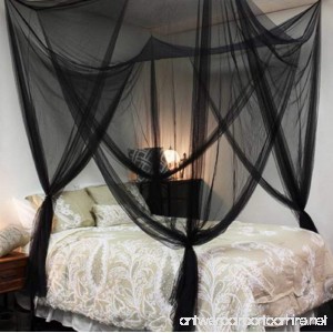 Bedroom Decor Corner Post Bed Canopy King Size 4 Mosquito Net Full Queen Netting Black Bedding - B01KDR43WK