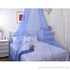 BOW Netting Curtains Mosquito Net for Double Single Bed Canopy With Internal Loop Round Fly Screen (blue) - B07CZ42356