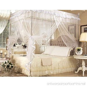 CdyBox 4 Corners Bed Canopy Twin Full Queen King Mosquito Net (Full/Queen White) - B01ESYJ0ZE