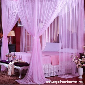 Jeteven Polyester Four Corner Post Bed Canopy Mosquito Net Netting Bedding for Full/Queen/King Bed 74.8x82.7x94.5 Inches Purple - B0719Q561F