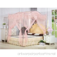KingKara Light Pink Arched 4 Corner Square Princess Bed Canopy Mosquito Netting - B01LMSQYVM