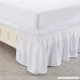 bedskirts ruffle - Three Sides Fabric - Wrap Around Bed Skirt Microfiber Elastic Dust Ruffle - 16 Inch Drop Easy Fit Wrinkle and Fade Resistant Hotel Quality Fabric - (Short Queen/Queen White) - B07F36NMVP