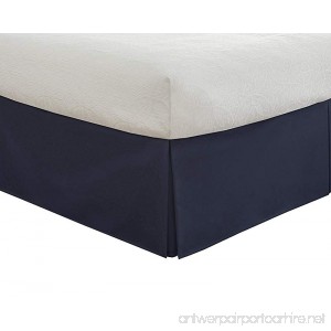 Cotton Sateen Pleated Twin XL Bed-Skirt Solid Navy 15 inch drop. - B075YSKG4F