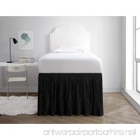 Crinkle Dorm Sized Bed Skirt Panel with Ties (1 Panel) - Black - B07DWNF618