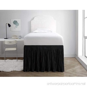 Crinkle Dorm Sized Bed Skirt Panel with Ties (1 Panel) - Black - B07DWNF618