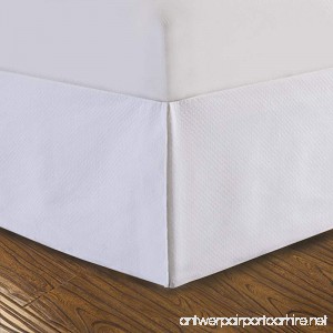 DreamSpace Quilted Bed Skirt Dust Ruffle Diamond Pattern Matelasse Tailored 14 Drop Queen White - B011Y4MS3W