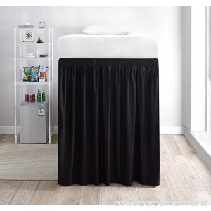 Extended Dorm Sized Bed Skirt Panel with Ties (1 Panel) - Black (For raised or lofted beds) - B07DWL5LQG