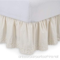 Harmony Lane Eyelet Ruffled Bed Skirt - 18'' Drop  Twin XL   Bone Dust Ruffle with Platform (Available in all Sizes) - B0023S8A68