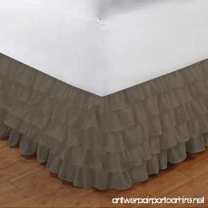 Relaxare King 300TC 100% Egyptian Cotton Taupe Solid 1PCs Multi Ruffle Bedskirt Solid (Drop Length: 13 inches) - Ultra Soft Breathable Premium Fabric - B01F70XWRU