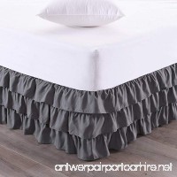 Sweet Home Collection Waterfall Bed Skirt Unique Dust Ruffle Three Tier Layer Design with 14 Drop Queen Gray - B07C32C977