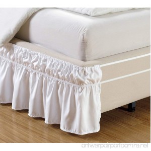 Wrap Around Style WHITE Ruffled Solid Bed Skirt Fits both QUEEN and KING size bedding 100% soft microfiber fabric allows for Natural Draping 14 Fall Covers Legs and Bed Frame - B013GAB2T8