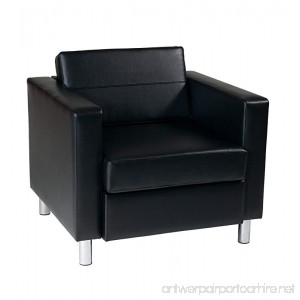 Ave Six Pacific Vinyl Arm Chair with Spring Seats and Silver Metal Legs Black - B004OFQHKO