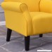 Belleze Modern Accent Chair Roll Arm Linen Living Room Bedroom Wood Leg (Citrine Yellow) - B074HTHN9K