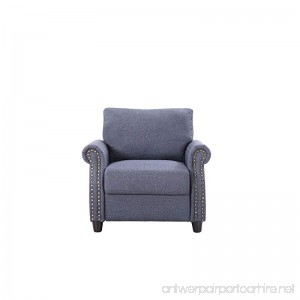 Divano Roma Furniture Classic Living Room Linen Armchair with Nailhead Trim and Storage Space (Blue) - B01NCOLWSN