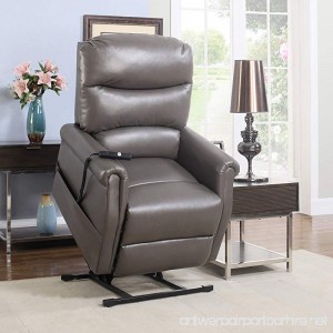Divano Roma Furniture Classic Plush Bonded Leather Power Lift Recliner Living Room Chair (Grey) - B01M74MQ4H