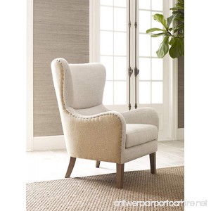 Elle Decor Mid-Century Modern Wingback Chair in French Two-Toned Beige - B01MQCERBN