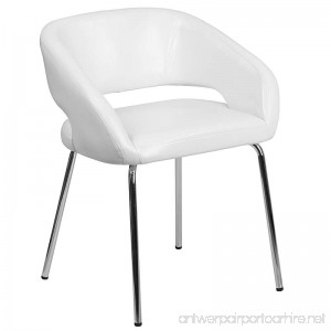 Flash Furniture Fusion Series Contemporary White Leather Side Reception Chair - B01MXM5LJA