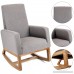 Giantex Upholstered Rocking Chair Modern High Back Armchair Comfortable Rocker Fabric Padded Seat Wood Base Gray - B07DLLZX5C