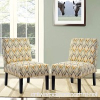 Harper&Bright Designs Upholstered Accent Chair Armless Living Room Chair Set of 2 (Beige/Diamond) - B07C6YN92J