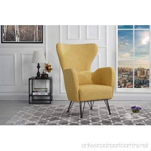 Mid-Century Modern Linen Fabric Accent Armchair with Shelter Style Living Room Chair (Yellow) - B0786WPNXR