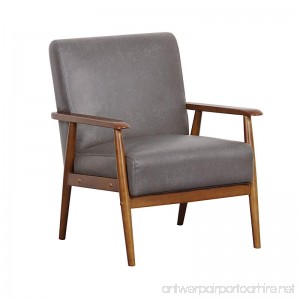 Pulaski Wood Frame Faux Leather Accent Chair 25 x 28 x 31 Steel Grey - B076WY67BQ