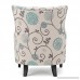 Venette | Ivory and Blue Floral Fabric Club Chair - B01MY2HKFI