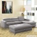 3 Piece Faux Leather Sectional Sofa Set with Oversize Ottoman Right-Facing Chaise (Gray) - B07F3W224F