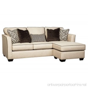 Benchcraft - Carlinworth Contemporary Sofa Chaise Sleeper - Queen Size Mattress Included - Linen - B074N4B26Y
