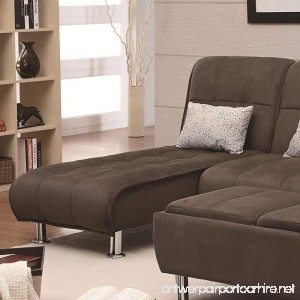 Coaster Ellwood Transitional Brown Living Room Chaise Sleeper Sofa Bed - B009BE6O3I
