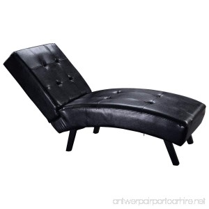 Giantex Modern Chaise Lounge Leather Chair Armless Furniture Living Room Black - B01DZNN726
